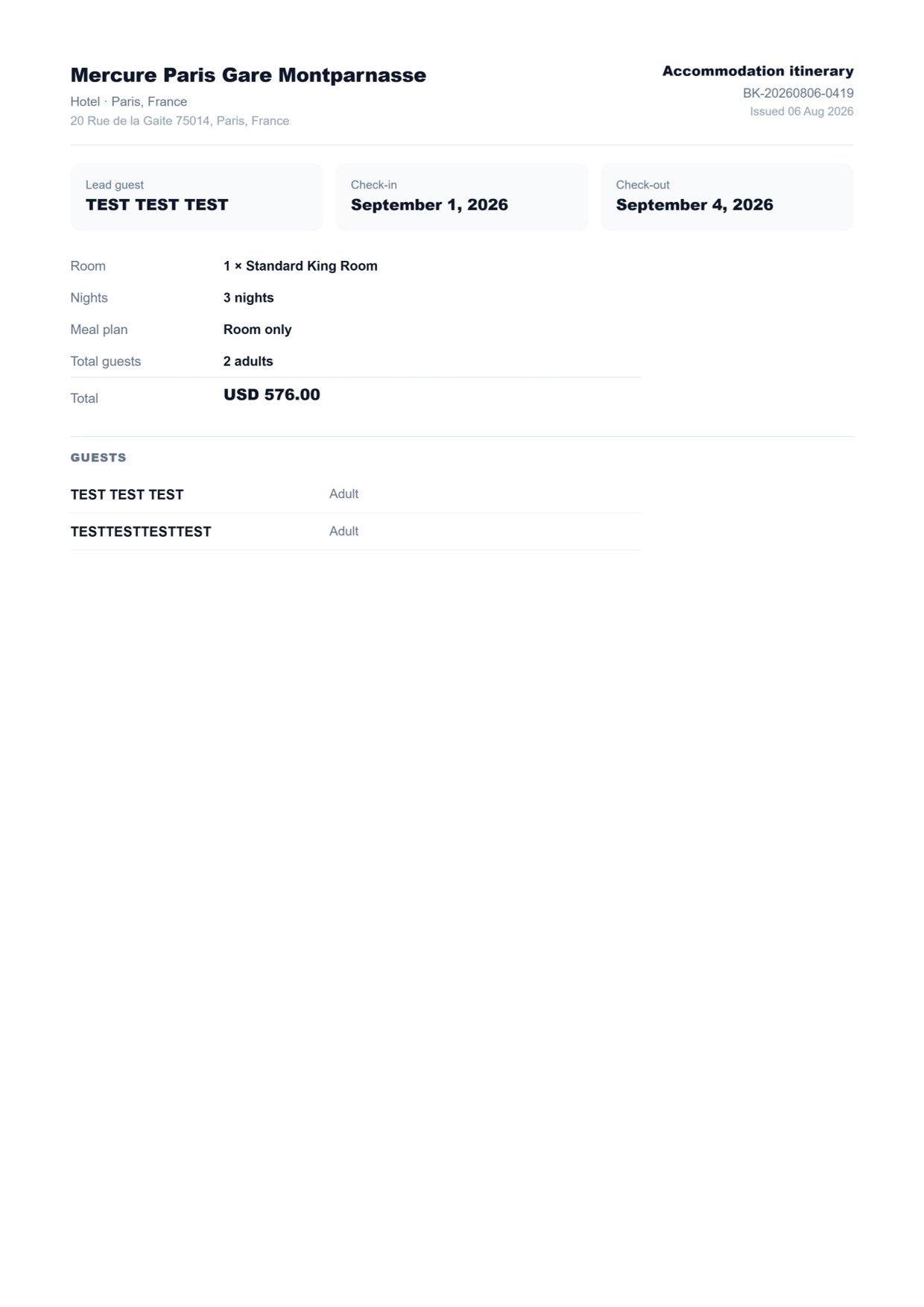 Sample of Essential one-page layout